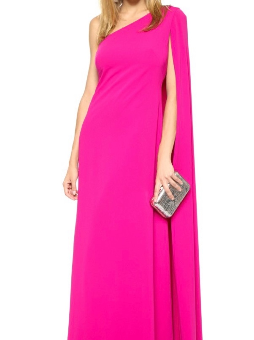 JILL JILL STUART One Shoulder Cape Gown hot Pink